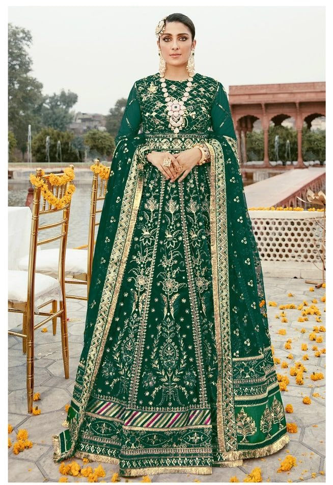 Dark Green Salwar Suit In Nylon Mono Net With Sequence Embroidery Work
