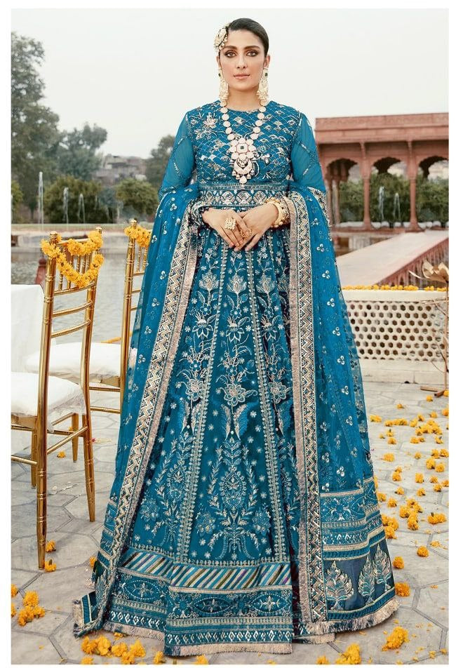 Blue Salwar Suit In Nylon Mono Net With Sequence Embroidery Work