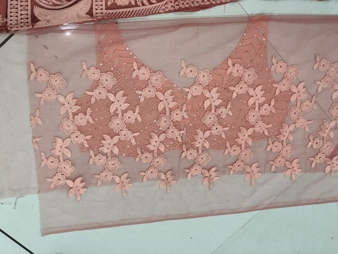 Light Pink Lehenga Choli In Nylon Mono Net With Embroidery Work