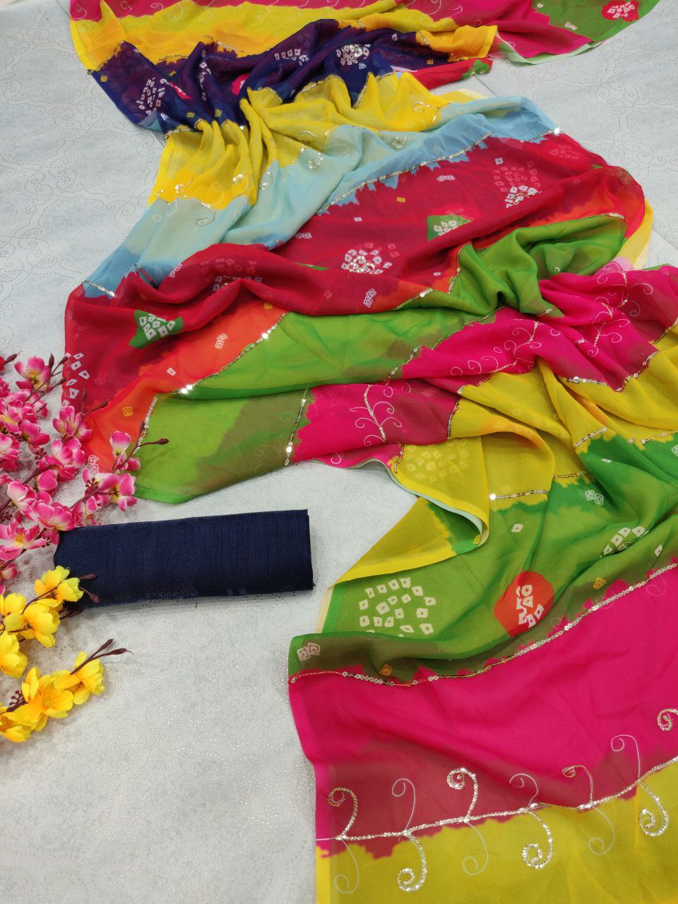 Multi Saree In Georgette Silk With Digital Print