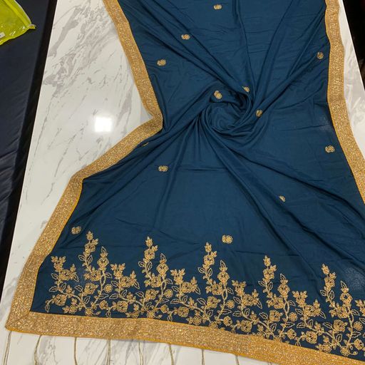 Rama Blue Saree Art Silk With Sequence Work