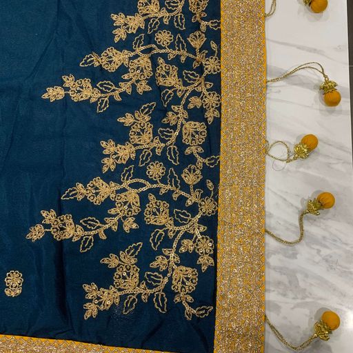 Rama Blue Saree Art Silk With Sequence Work