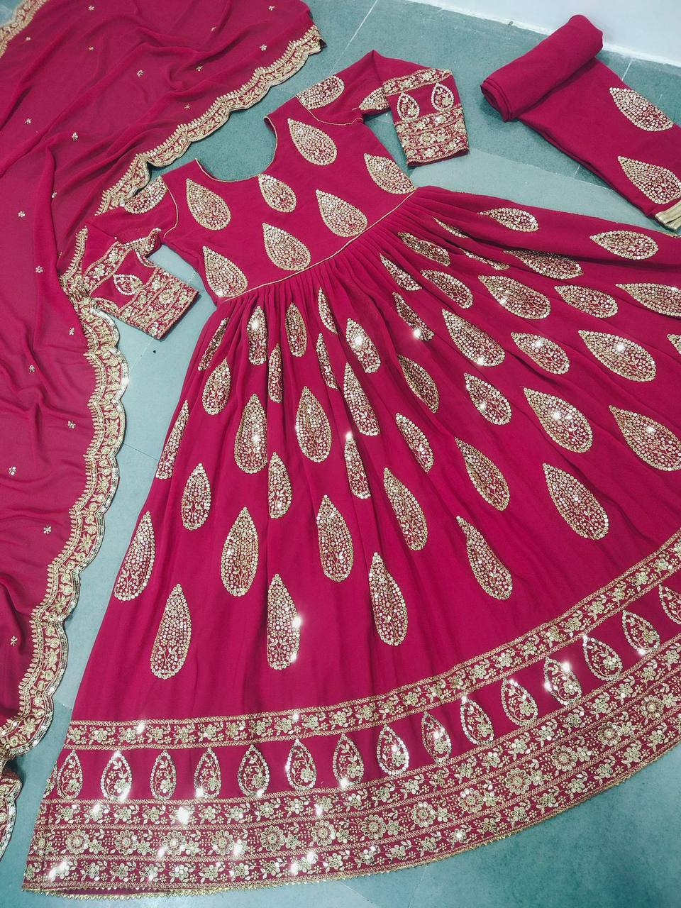 Rani Pink Salwar Suit In Faux Georgette With 5 MM Sequence Work