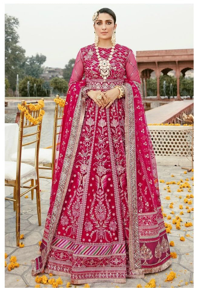 Rani Pink Salwar Suit In Nylon Mono Net With Sequence Embroidery Work
