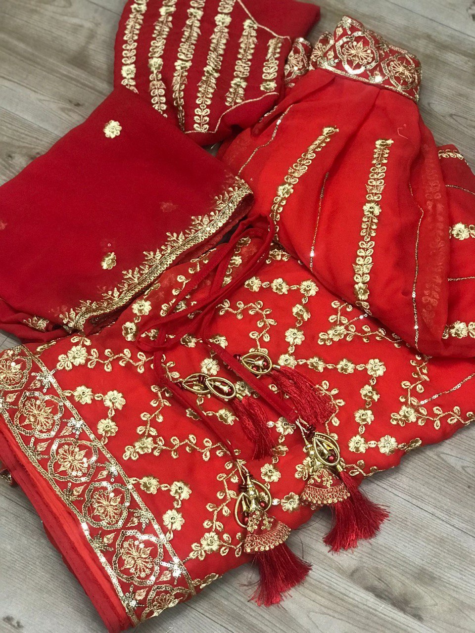 Red Lehenga Choli In Georgette Silk With Embroidery Work