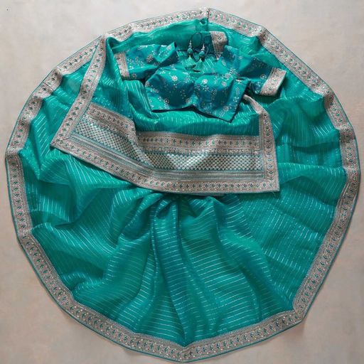 Sky Blue Saree In Art Silk With Sequence Work
