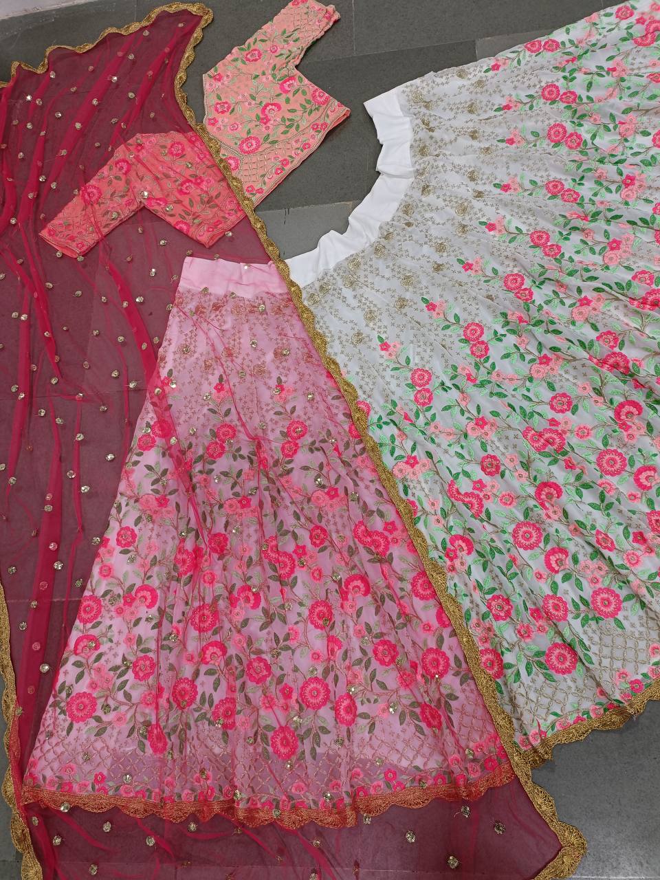 White Lehenga Choli In Fox Georgette With Embroidery Work