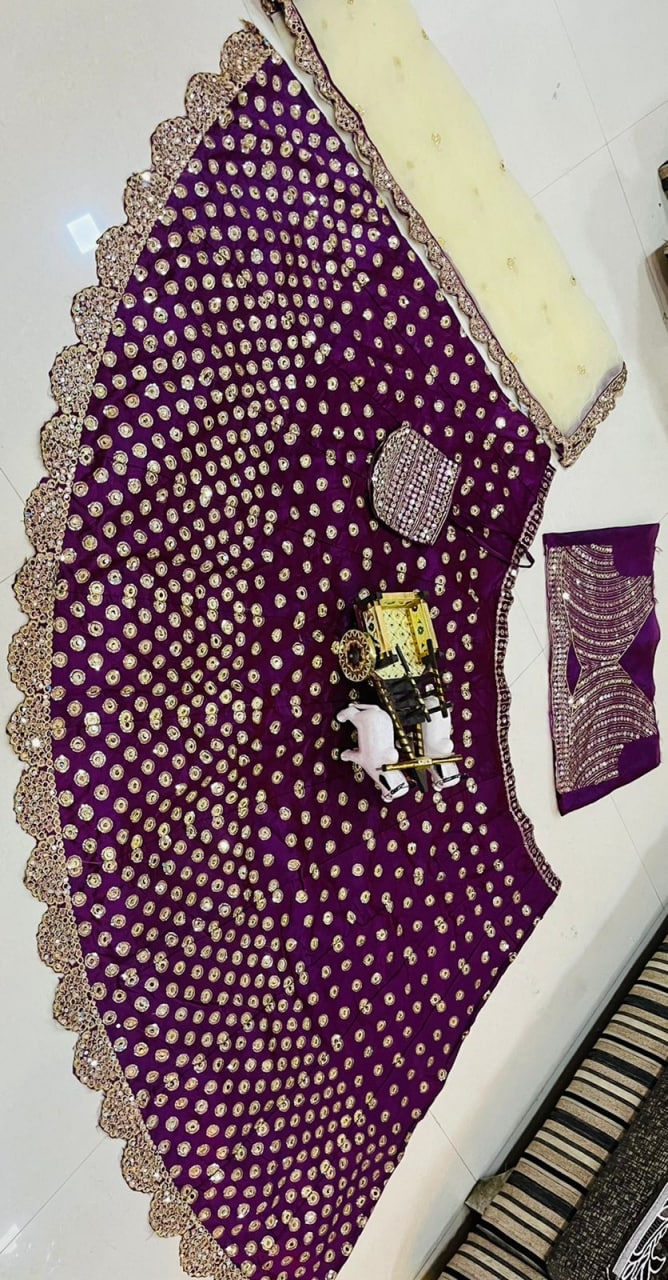 Wine Lehenga Choli In Phantom Silk With Embroidery Work