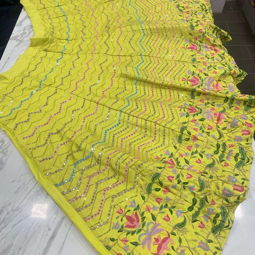 Yellow Lehenga Choli In Art Silk With Thread Work