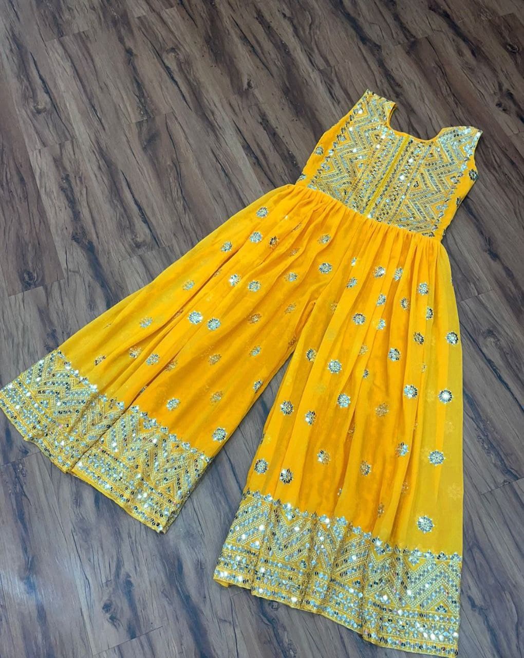 Yellow Jumpsuit In Georgette With Embroidery Work