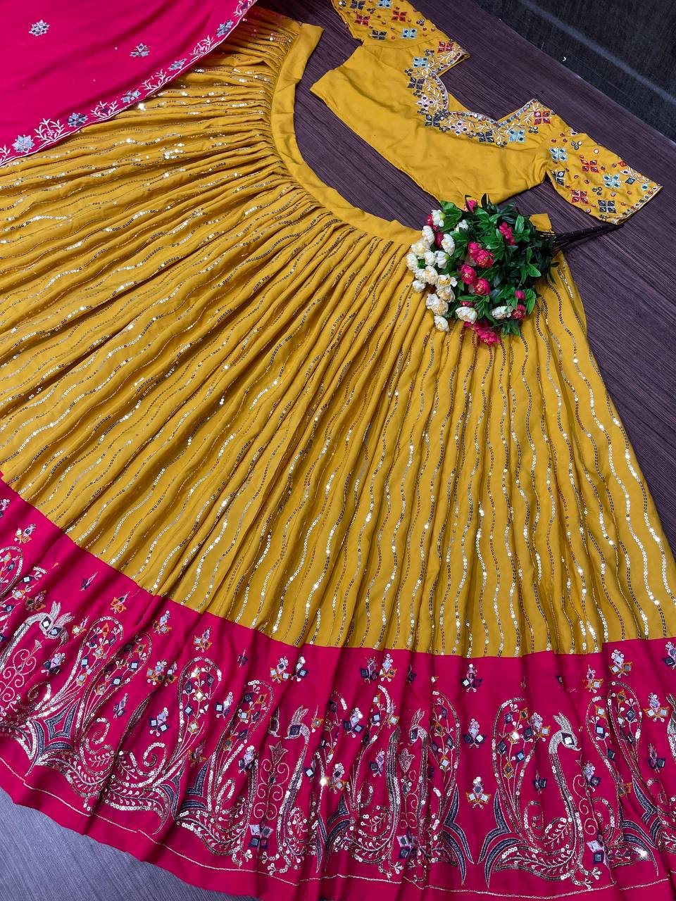Yellow Lehenga Choli In Butter Silk With Sequence Work