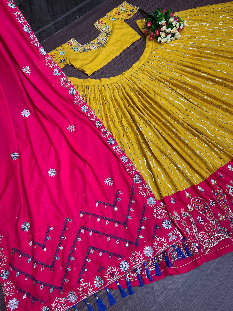 Yellow Lehenga Choli In Butter Silk With Sequence Work
