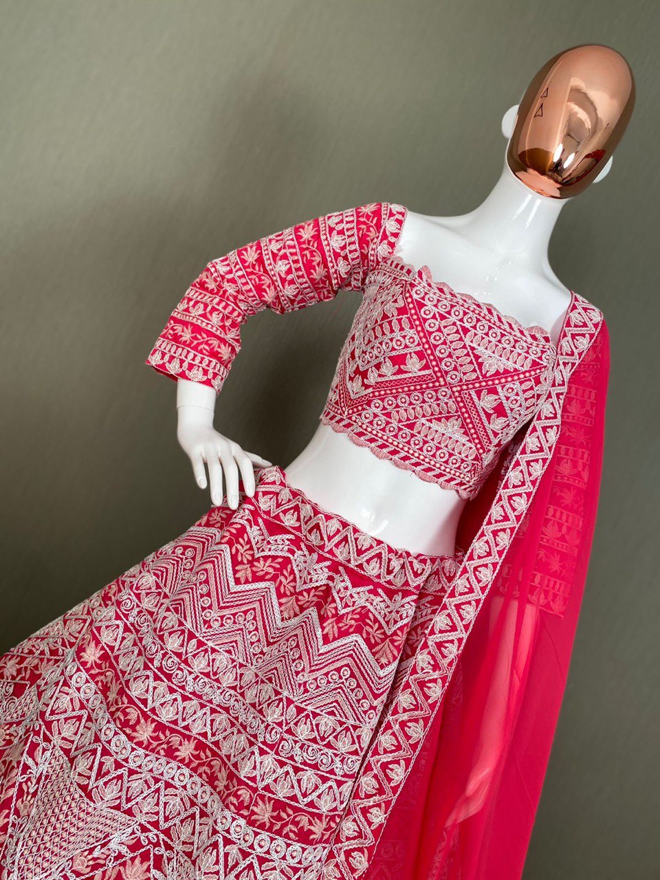 Gajari Lehenga Choli In Taffeta Silk With Cording Work