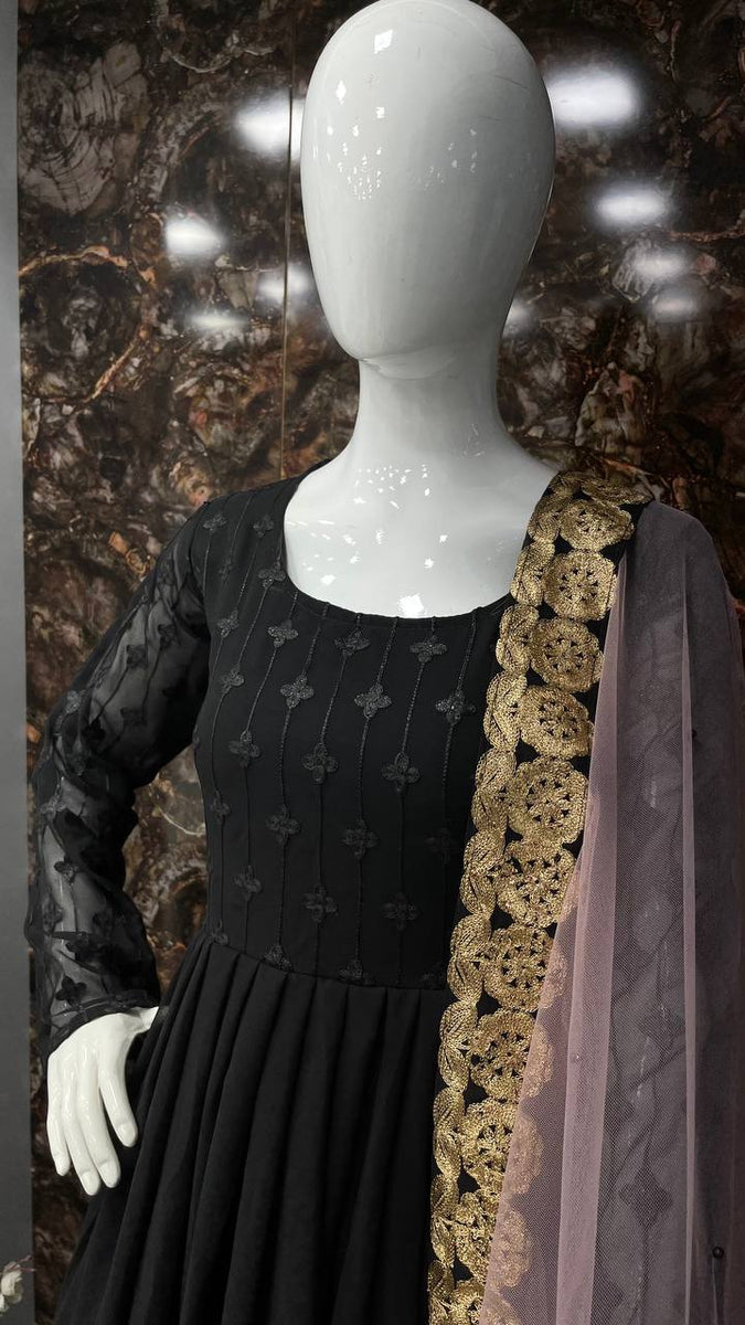 Simple black anarkali on sale suit