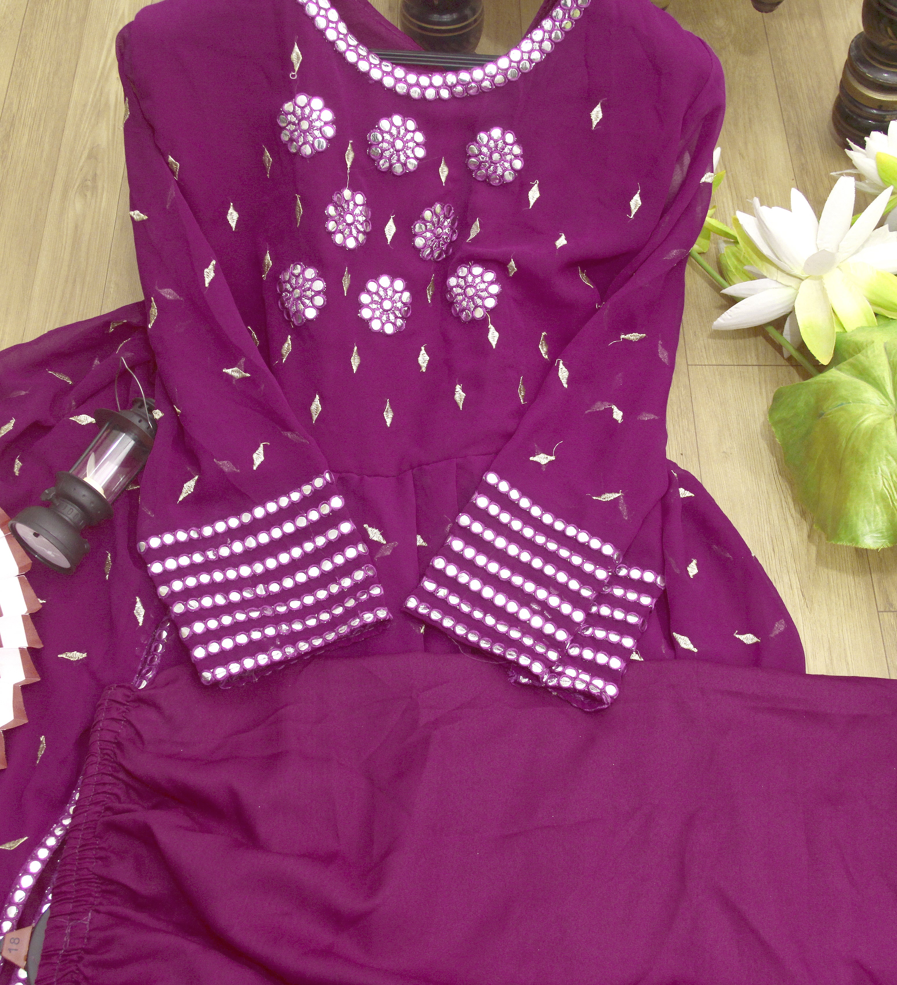 Purple Salwar Suit In 60 GM Georgette With Fancy Thread Work