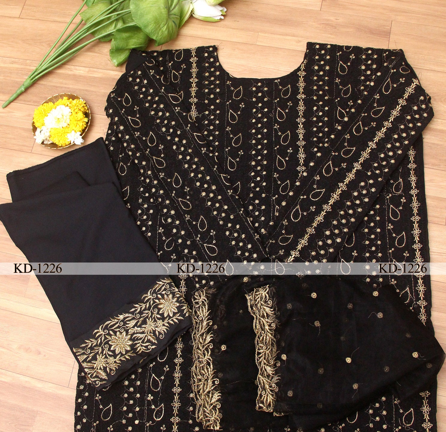 Black Salwar Suit In 60 GM Georgette With Fancy Thread Work