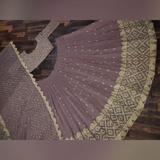 Onion Pink Lehenga Choli In Georgette Silk With Zari Work