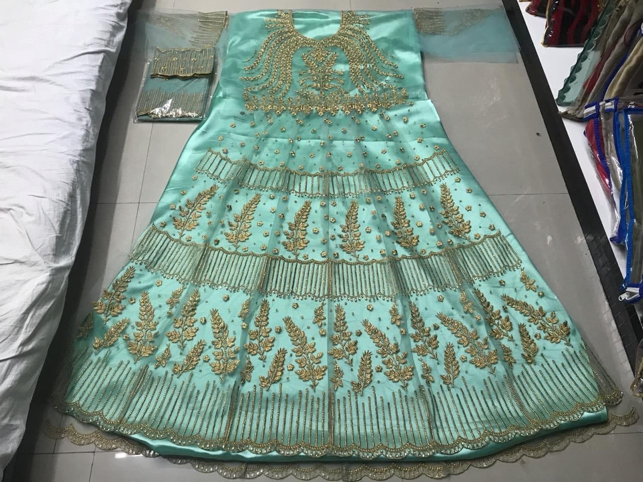 Aqua Sky Salwar Suit In Butterfly Mono Net With Embroidery Work