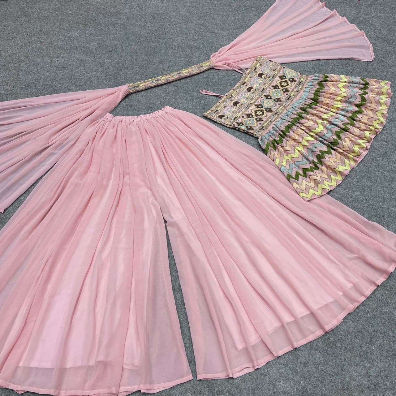 Baby Pink Salwar Suit In Fox Georgette With Embroidery Work