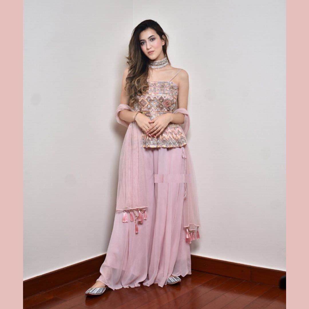 Baby Pink Salwar Suit In Fox Georgette With Embroidery Work
