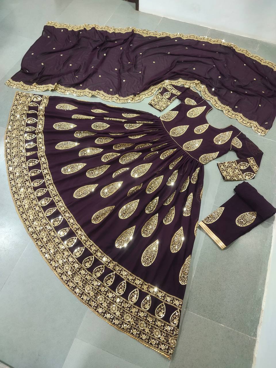 Begni Salwar Suit In Faux Georgette With 5 MM Sequence Work