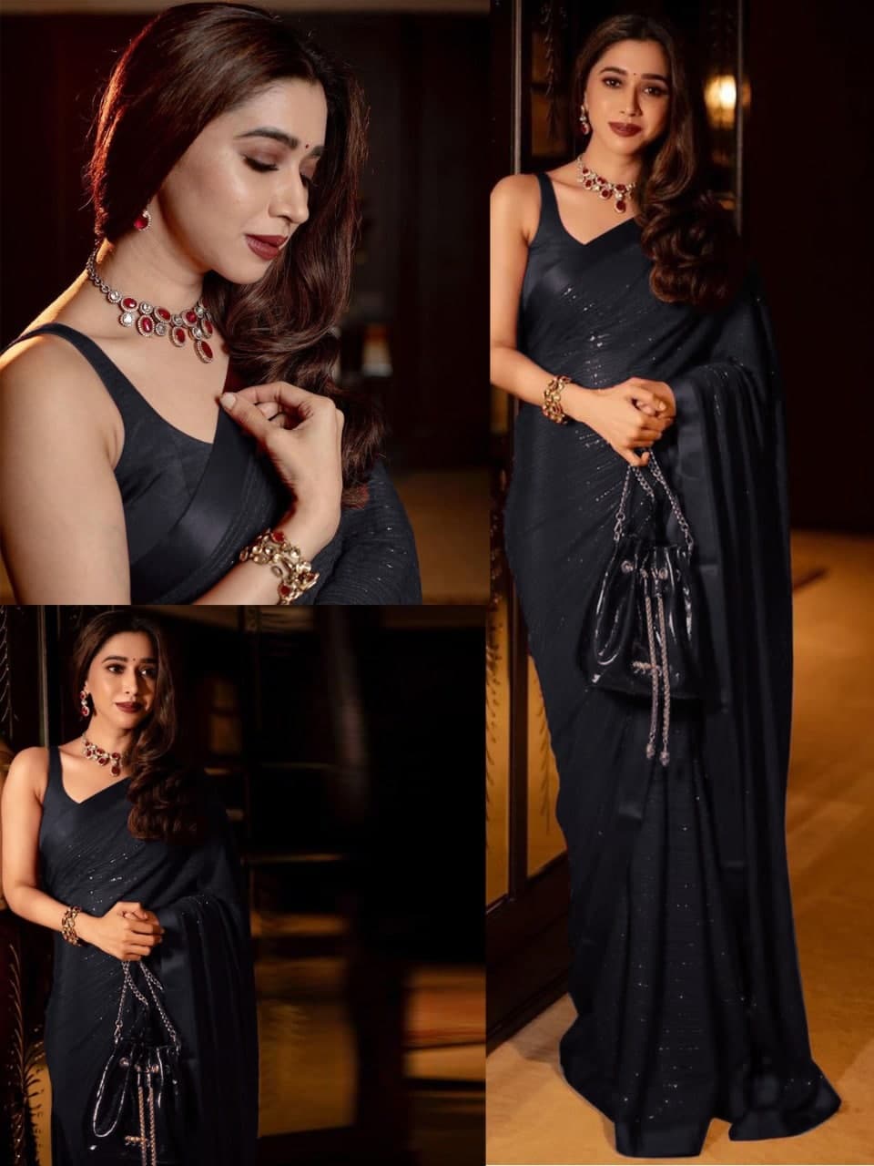 Black Saree In Heavy Georgette With Sequence Work