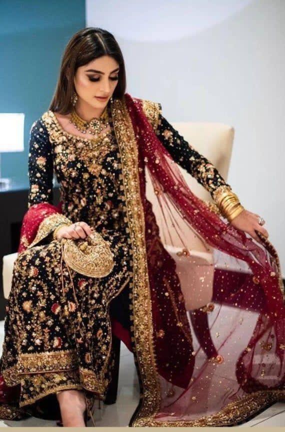 Black Sharara Suit In 60 GM Georgette With FancyThread Work