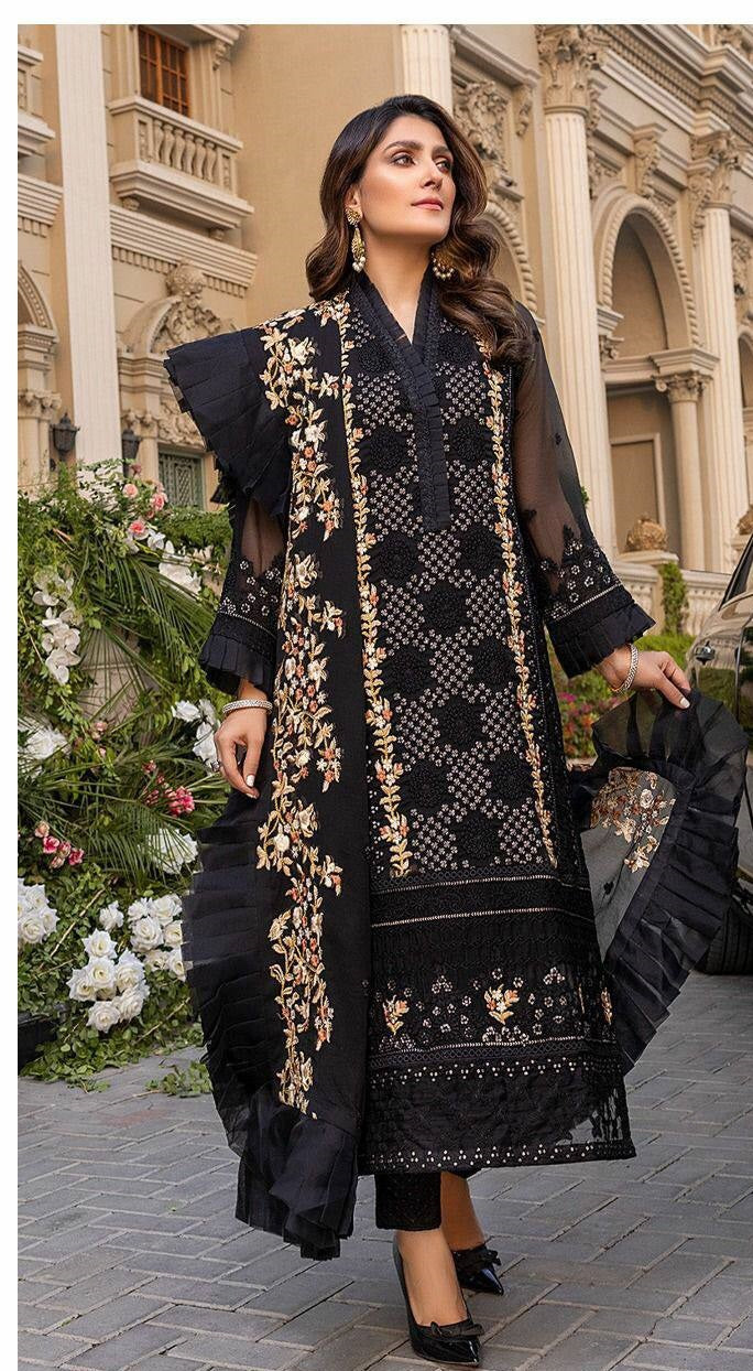 Black Salwar Suit In Faux Georgette With Embroidery Work