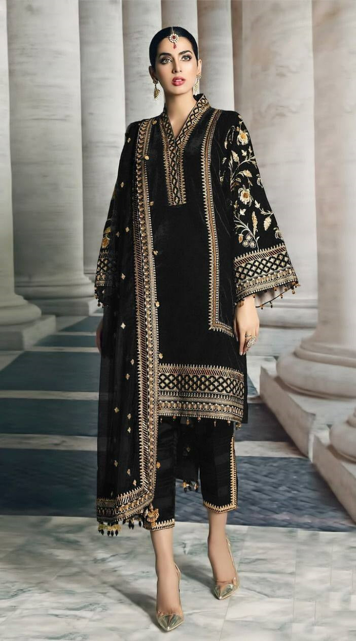 Black Salwar Suit In Faux Georgette With Embroidery Work