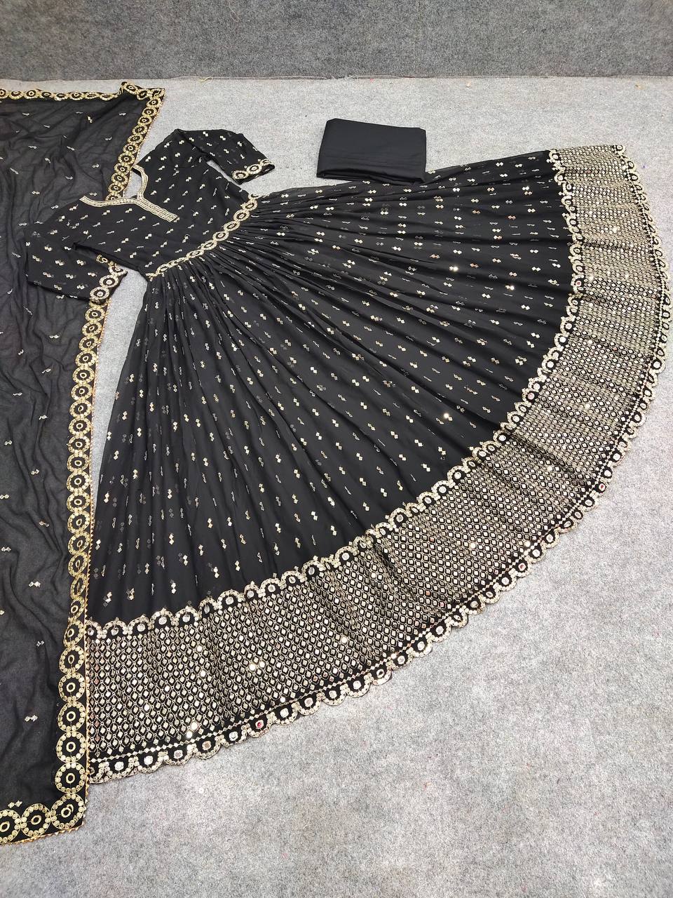 Black Anarkali Suit In Fox Georgette With Embroidery Work