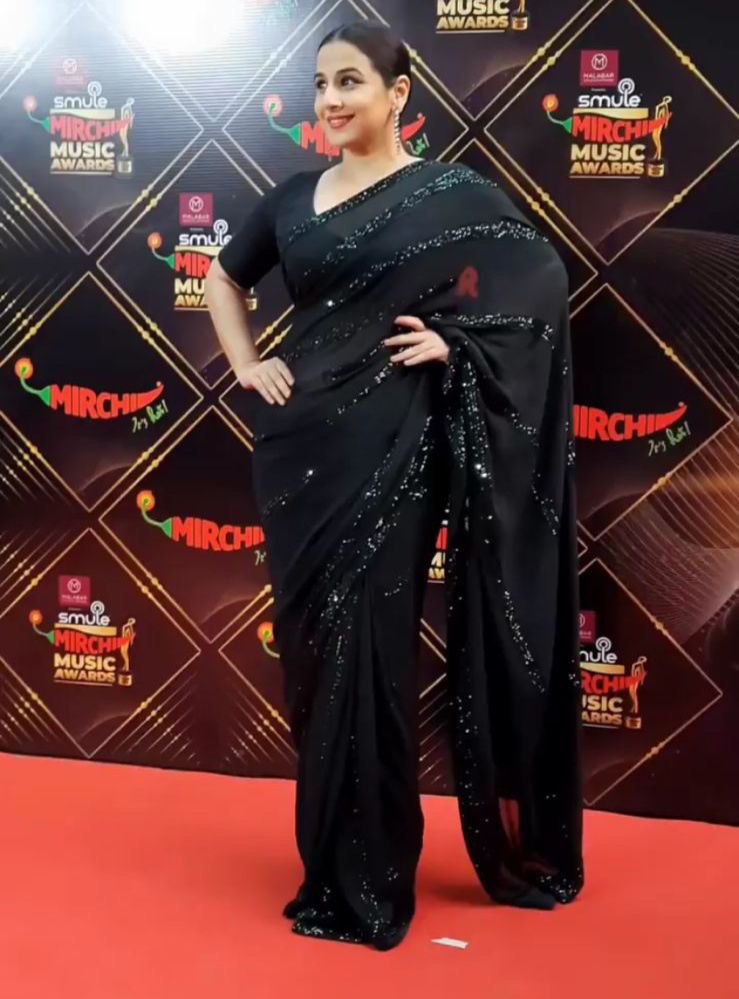 Black Saree In Fox Georgette With Sequence Work