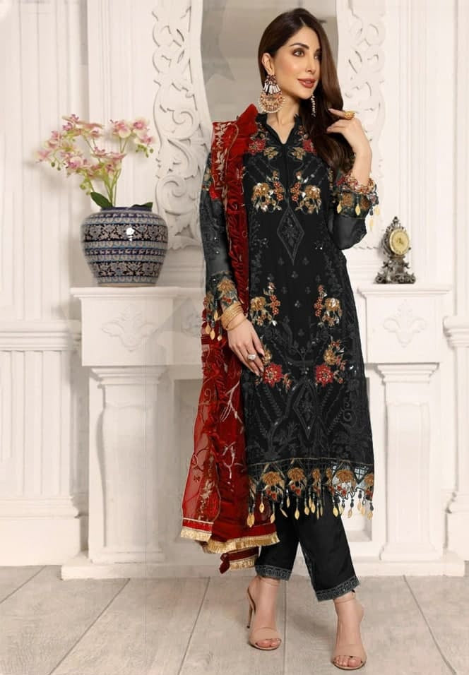 Black Salwar Suit In Georgette With Embroidery Work