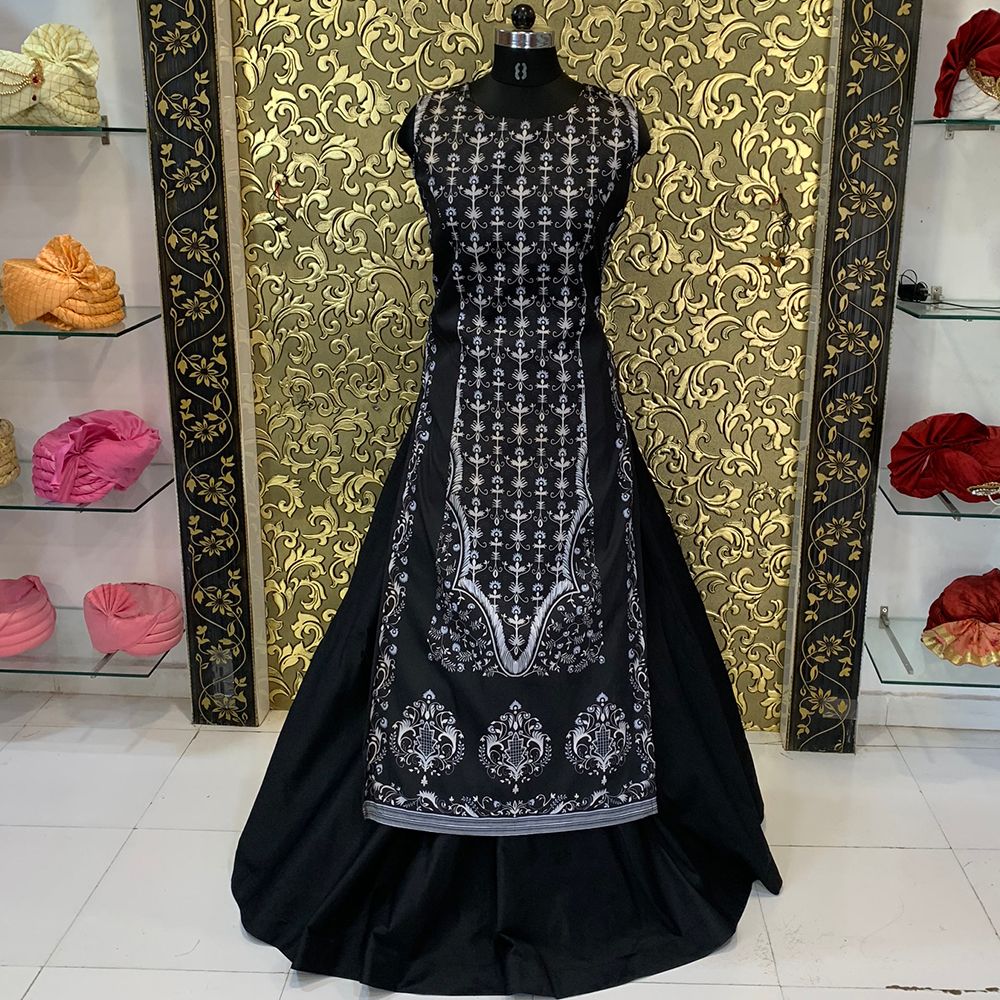Black Lehenga Choli In Taffeta Silk With Digital Print