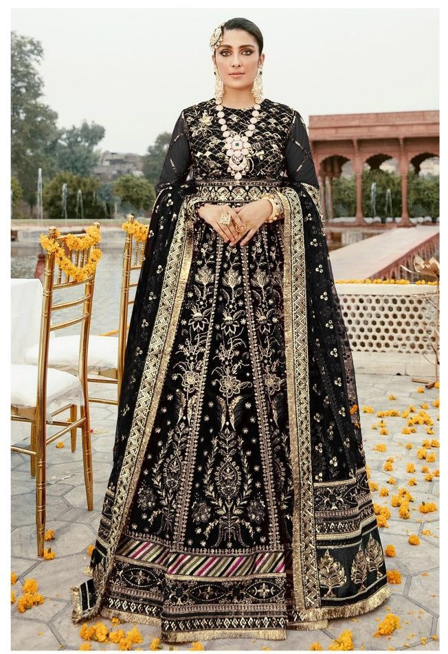 Black Salwar Suit Nylon Mono Net Sequence Embroidery Work