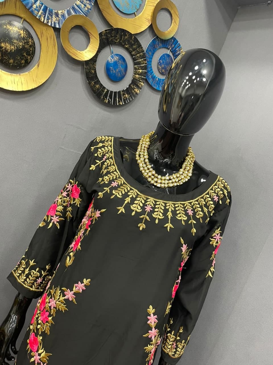 Black Salwar Suit In Georgette With Embroidery Work