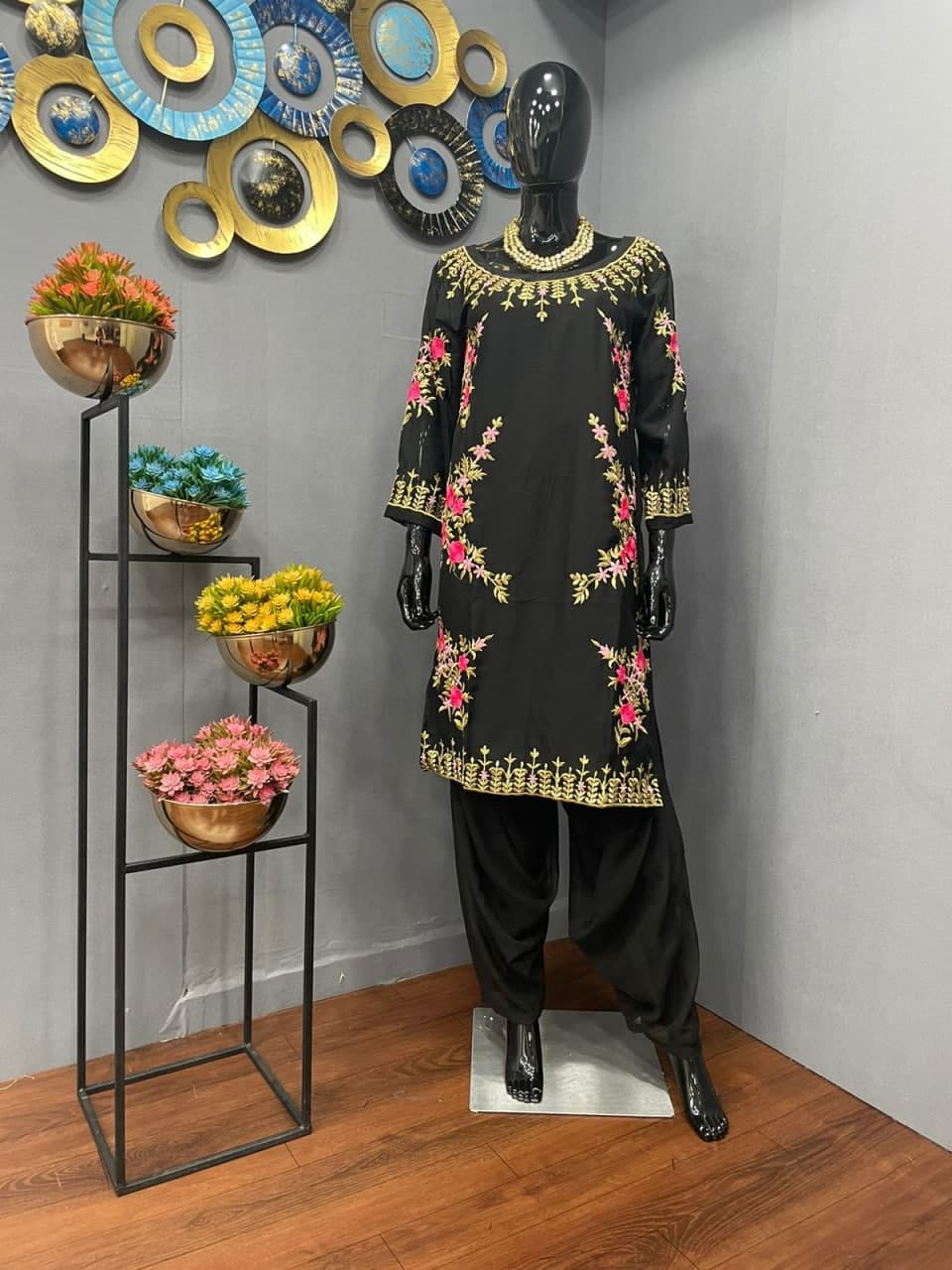 Black Salwar Suit In Georgette With Embroidery Work