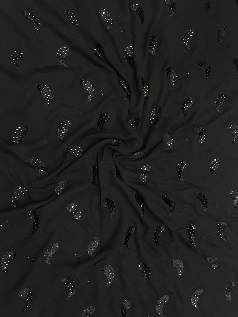 Black Saree In Georgette Silk With Sequence Work