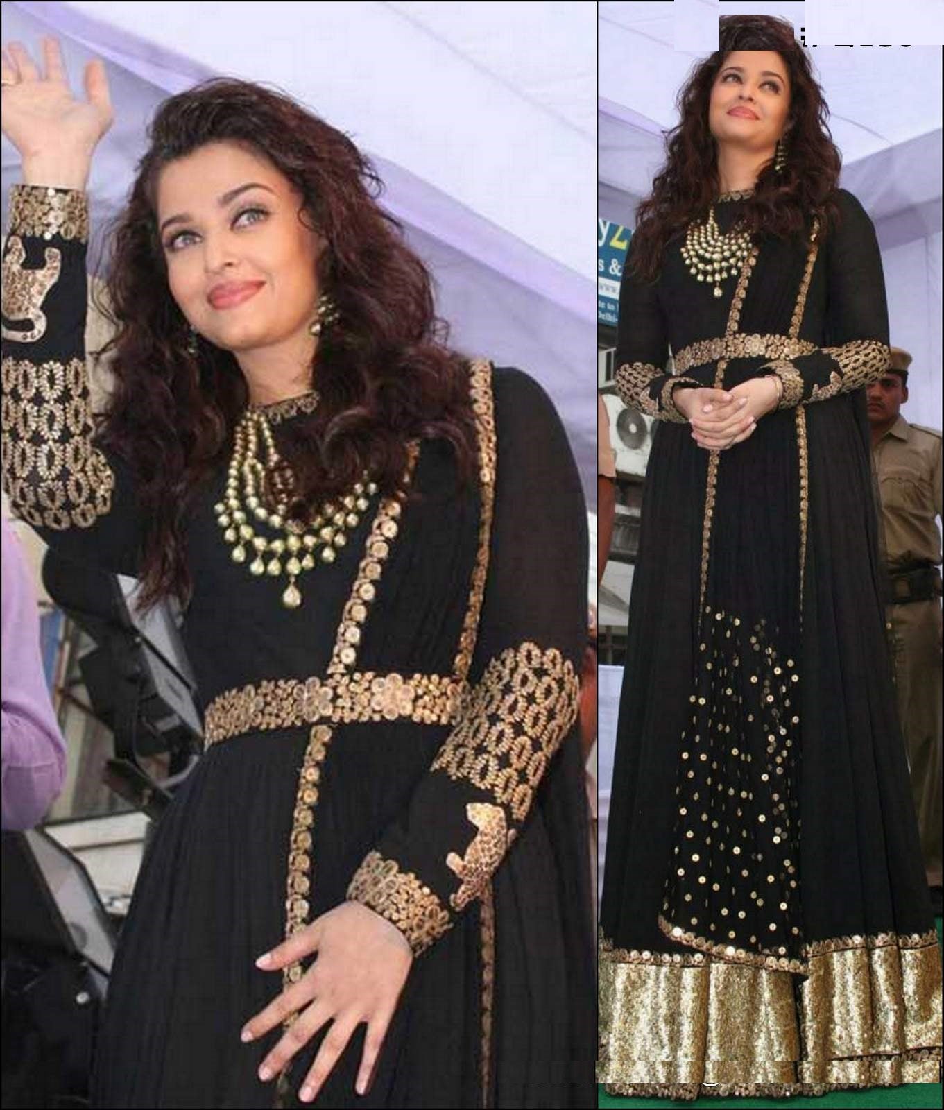 Black Anarkali Suit In Satin Georgette With Embroidery Work