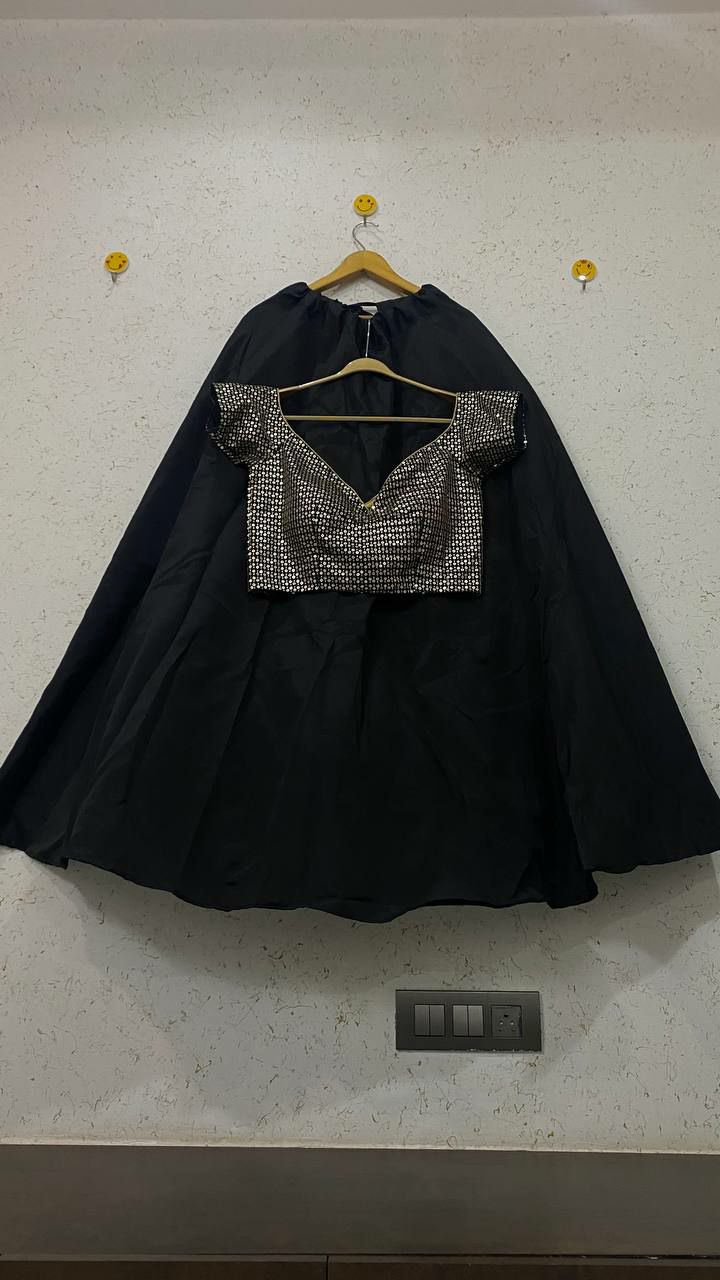 Black Lehenga Choli In Taffeta Silk