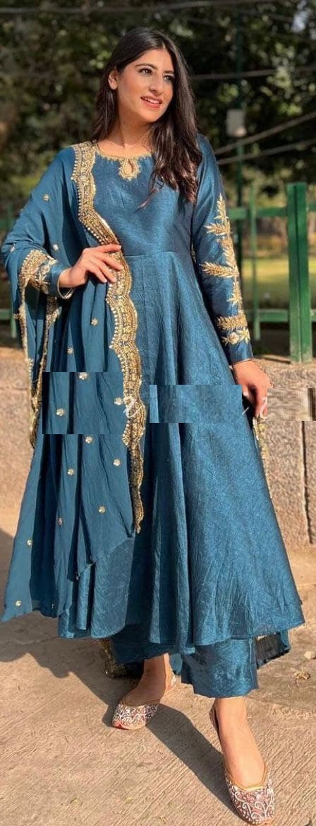 Rama Blue In Gown Georgette With Thread Sequence Work