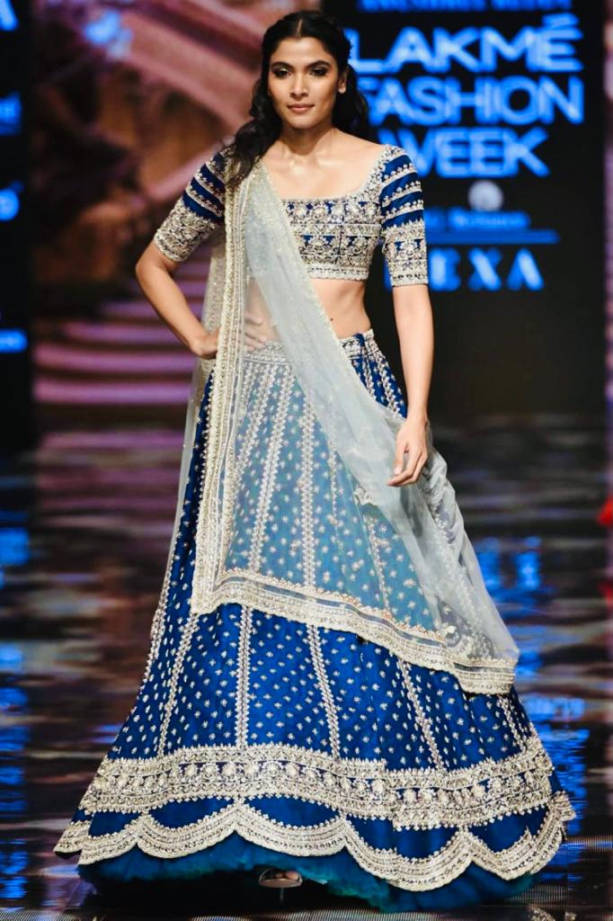 Blue Lehenga Choli In Malai Satin Silk With Embroidery Work