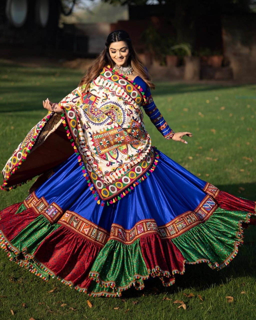 Blue Lehenga Choli In Butter Silk With Digital Print