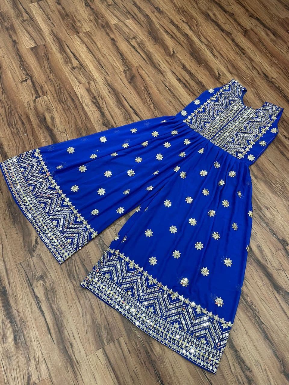 Blue Jumpsuit In Georgette With Embroidery Work