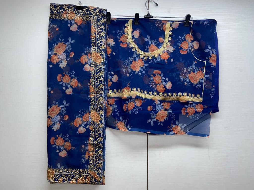 Blue Lehenga Choli In Georgette Silk With Embroidery Work