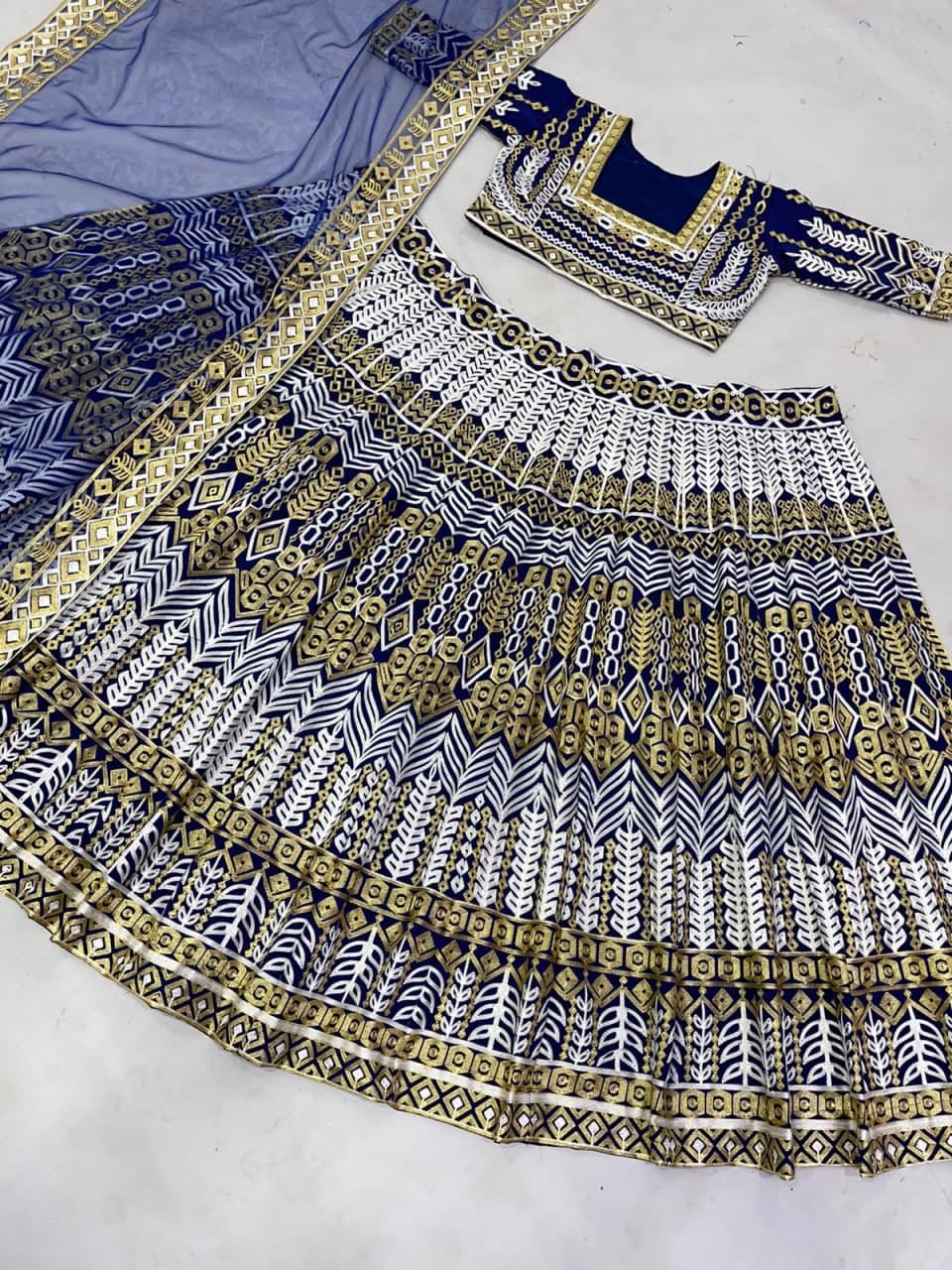 Blue Lehenga Choli In Heavy Satin Taffeta Silk With Embroidery Work