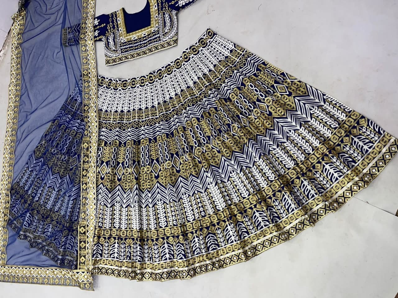 Blue Lehenga Choli In Heavy Satin Taffeta Silk With Embroidery Work