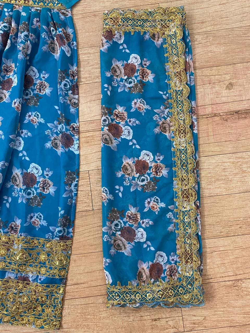 Blue Lehenga Choli In Georgette Silk With Digital Print