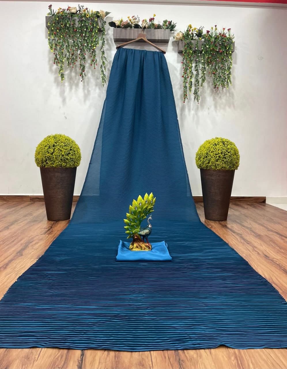 Blue Saree In Georgette Silk With Plain