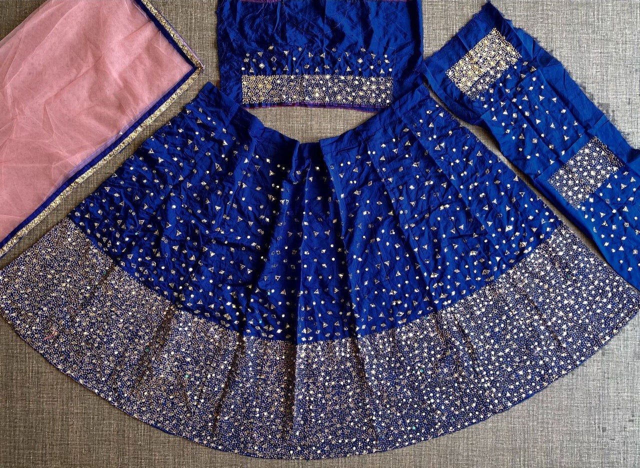 Blue Lehenga Choli In Taffeta Silk With Embroidery Work