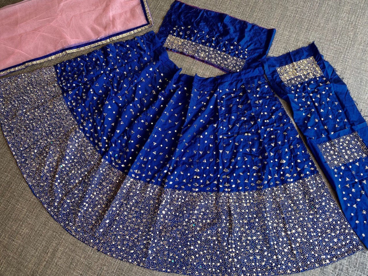 Blue Lehenga Choli In Taffeta Silk With Embroidery Work